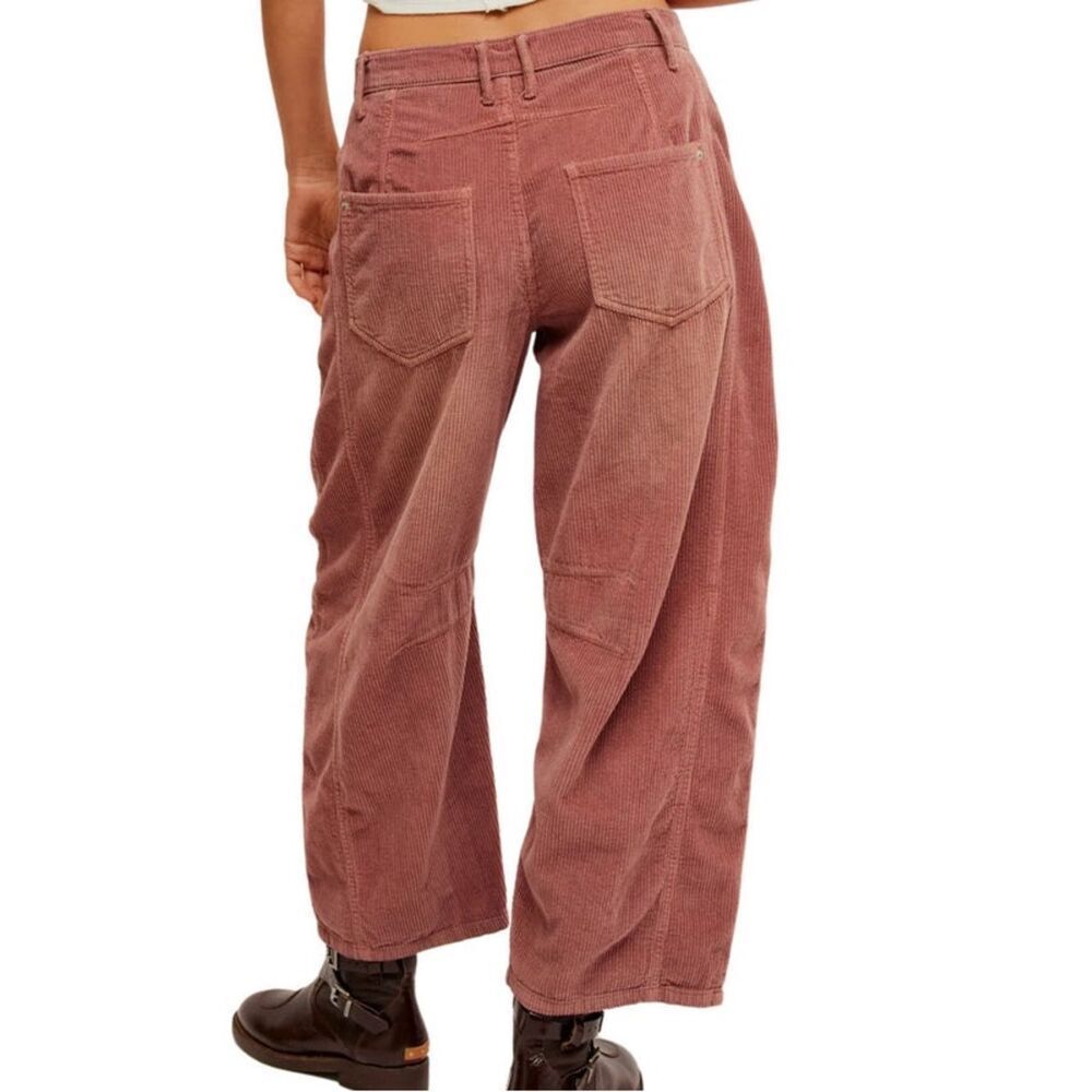 New Free People We The Free Good Luck Mid-Rise Cord Barrel Jeans Size 28 - Picture 5 of 9